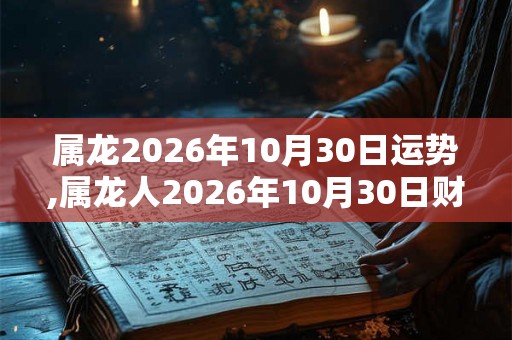 属龙2026年10月30日运势,属龙人2026年10月30日财运,生肖龙2026年10月30日运势