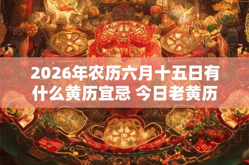 2026年农历六月十五日有什么黄历宜忌 今日老黄历查询 2026年农历六月十五日有什么黄历宜忌 今日老黄历查询
