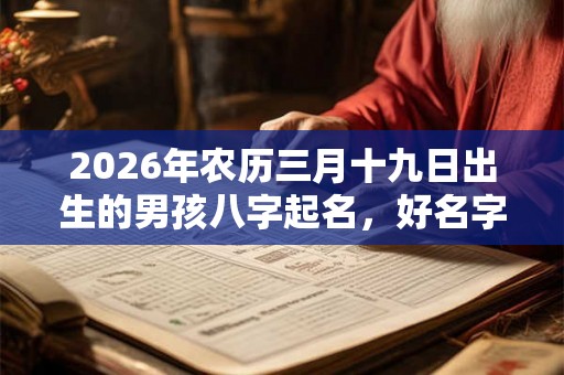2026年农历三月十九日出生的男孩八字起名，好名字推荐大全