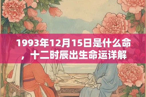 1993年12月15日是什么命,十二时辰出生命运详解 1993年12月15日是什么命,十二时辰出生命运详解