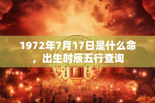 1972年7月17日是什么命，出生时辰五行查询
