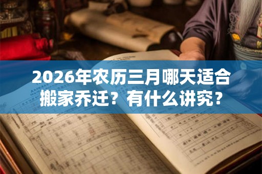 2026年农历三月哪天适合搬家乔迁？有什么讲究？