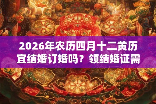 2026年农历四月十二黄历宜结婚订婚吗?领结婚证需要做什么? 2026年农历四月十二黄历宜结婚订婚吗?领结婚证需要做什么?