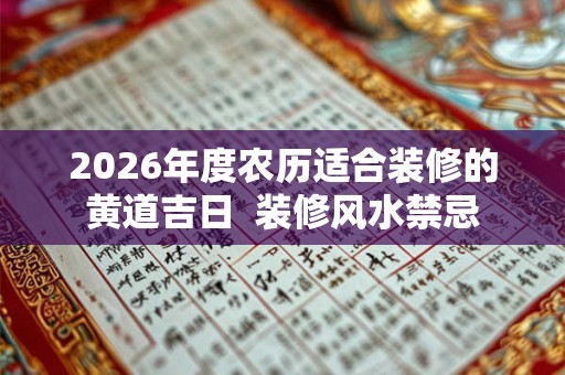 2026年度农历适合装修的黄道吉日  装修风水禁忌