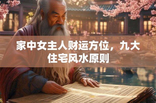 家中女主人财运方位,九大住宅风水原则 家中女主人财运方位,九大住宅风水原则