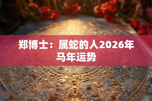 郑博士：属蛇的人2026年马年运势