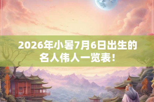 2026年小暑7月6日出生的名人伟人一览表！