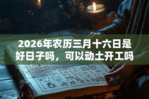2026年农历三月十六日是好日子吗，可以动土开工吗？