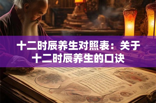 十二时辰养生对照表：关于十二时辰养生的口诀