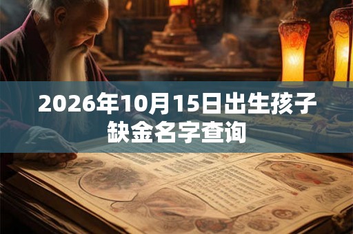 2026年10月15日出生孩子缺金名字查询