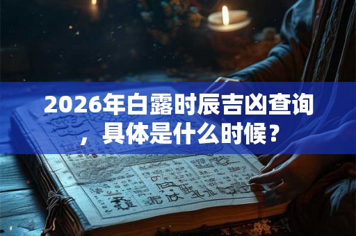 2026年白露时辰吉凶查询，具体是什么时候？