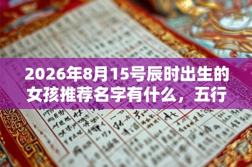 2026年8月15号辰时出生的女孩推荐名字有什么，五行属什么