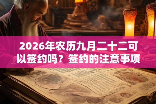 2026年农历九月二十二可以签约吗?签约的注意事项 2026年农历九月二十二可以签约吗?签约的注意事项