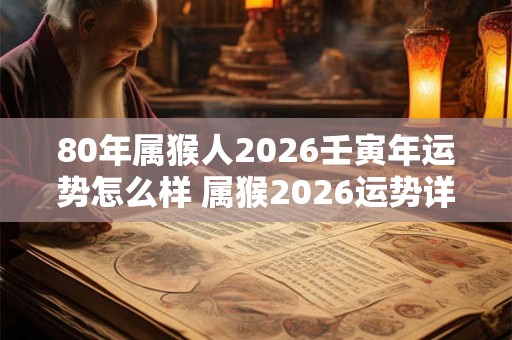 80年属猴人2026壬寅年运势怎么样 属猴2026运势详解