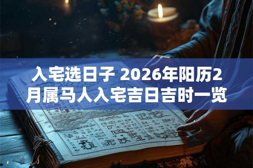 入宅选日子 2026年阳历2月属马人入宅吉日吉时一览