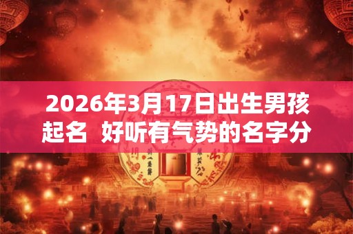 2026年3月17日出生男孩起名  好听有气势的名字分享