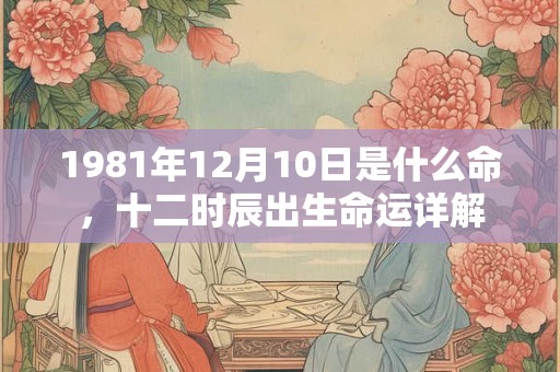 1981年12月10日是什么命，十二时辰出生命运详解