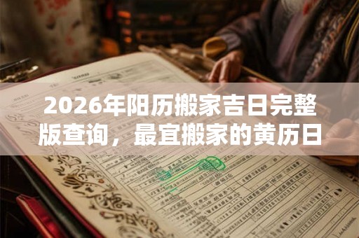 2026年阳历搬家吉日完整版查询，最宜搬家的黄历日子
