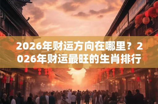 2026年财运方向在哪里?2026年财运最旺的生肖排行 2026年财运方向在哪里?2026年财运最旺的生肖排行