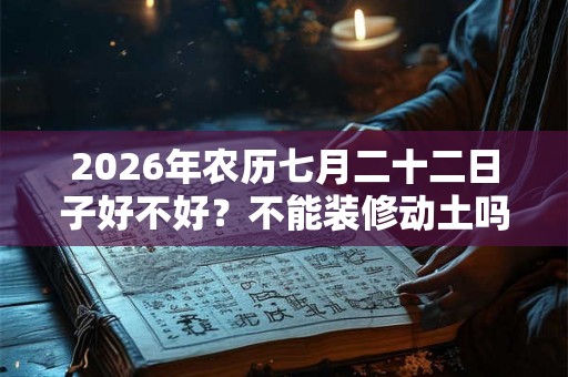 2026年农历七月二十二日子好不好？不能装修动土吗？