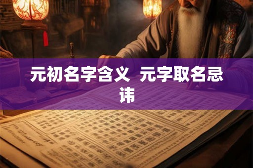 元初名字含义 元字取名忌讳 元初名字含义 元字取名忌讳