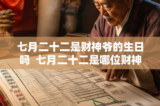 七月二十二是财神爷的生日吗  七月二十二是哪位财神的诞辰