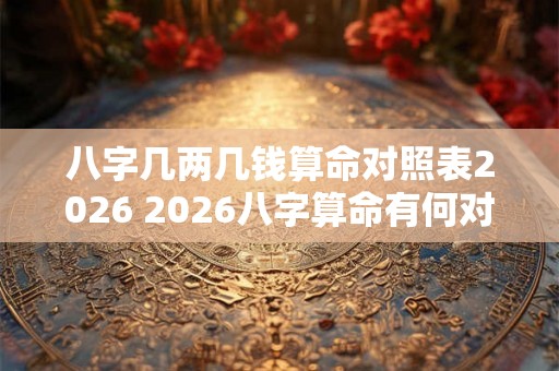 八字几两几钱算命对照表2026 2026八字算命有何对照表
