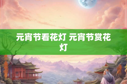 元宵节看花灯 元宵节赏花灯