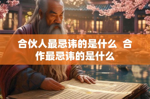 合伙人最忌讳的是什么  合作最忌讳的是什么