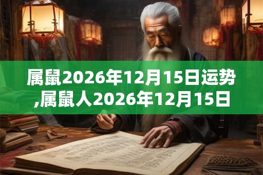 属鼠2026年12月15日运势,属鼠人2026年12月15日财运,生肖鼠2026年12月15日运势