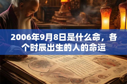 2006年9月8日是什么命，各个时辰出生的人的命运
