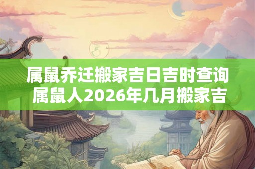 属鼠乔迁搬家吉日吉时查询 属鼠人2026年几月搬家吉利 属鼠乔迁搬家吉日吉时查询 属鼠人2026年几月搬家吉利