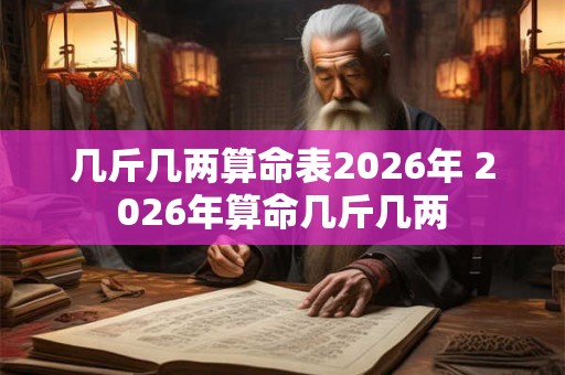 几斤几两算命表2026年 2026年算命几斤几两