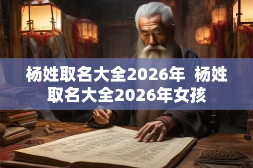 杨姓取名大全2026年  杨姓取名大全2026年女孩