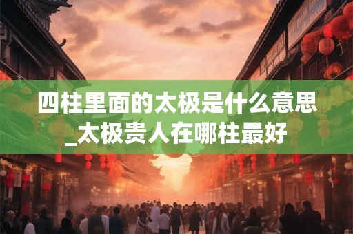 四柱里面的太极是什么意思_太极贵人在哪柱最好