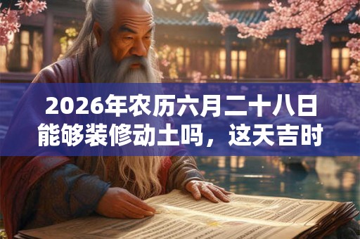 2026年农历六月二十八日能够装修动土吗，这天吉时有哪些？