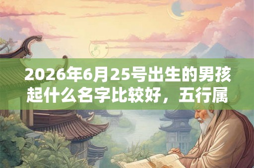 2026年6月25号出生的男孩起什么名字比较好，五行属什么