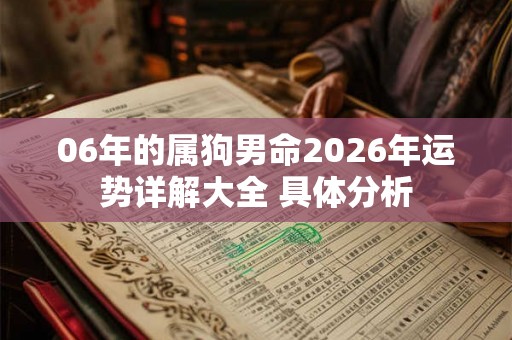06年的属狗男命2026年运势详解大全 具体分析