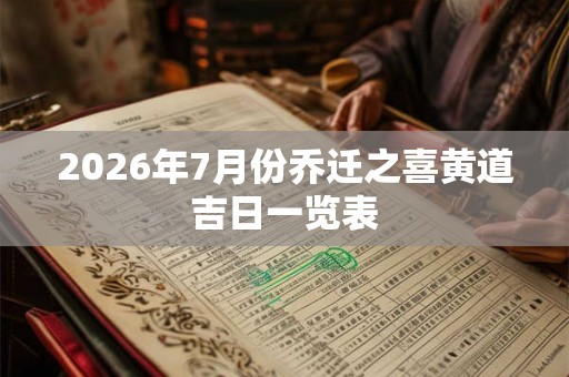 2026年7月份乔迁之喜黄道吉日一览表 2026年7月份乔迁之喜黄道吉日一览表