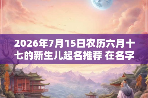 2026年7月15日农历六月十七的新生儿起名推荐 在名字寄托期望