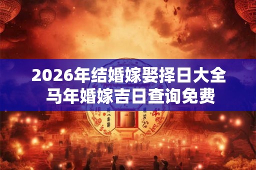 2026年结婚嫁娶择日大全 马年婚嫁吉日查询免费