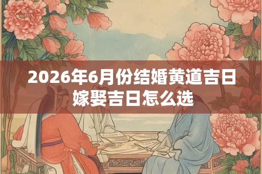 2026年6月份结婚黄道吉日 嫁娶吉日怎么选