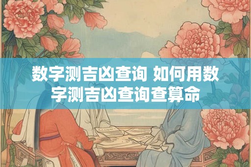 数字测吉凶查询 如何用数字测吉凶查询查算命