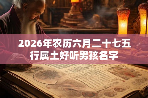 2026年农历六月二十七五行属土好听男孩名字 2026年农历六月二十七五行属土好听男孩名字