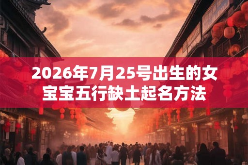 2026年7月25号出生的女宝宝五行缺土起名方法