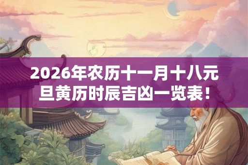 2026年农历十一月十八元旦黄历时辰吉凶一览表！