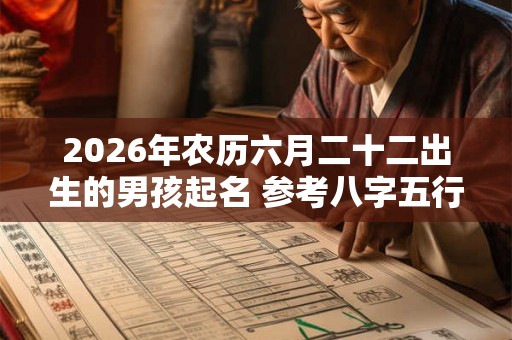 2026年农历六月二十二出生的男孩起名 参考八字五行