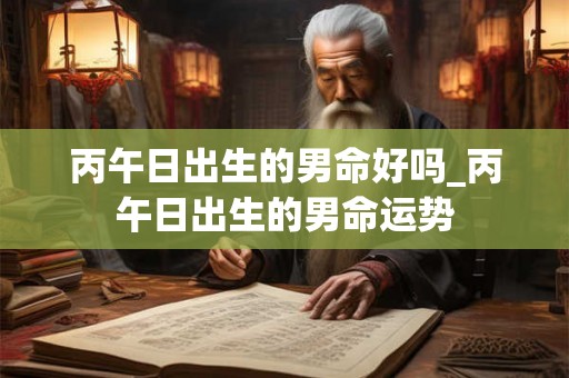 丙午日出生的男命好吗_丙午日出生的男命运势