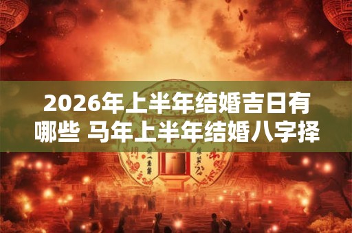 2026年上半年结婚吉日有哪些 马年上半年结婚八字择吉日免费