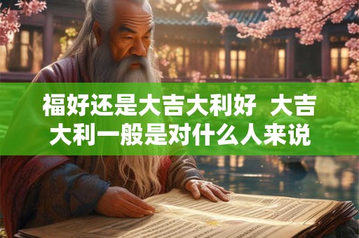 福好还是大吉大利好  大吉大利一般是对什么人来说